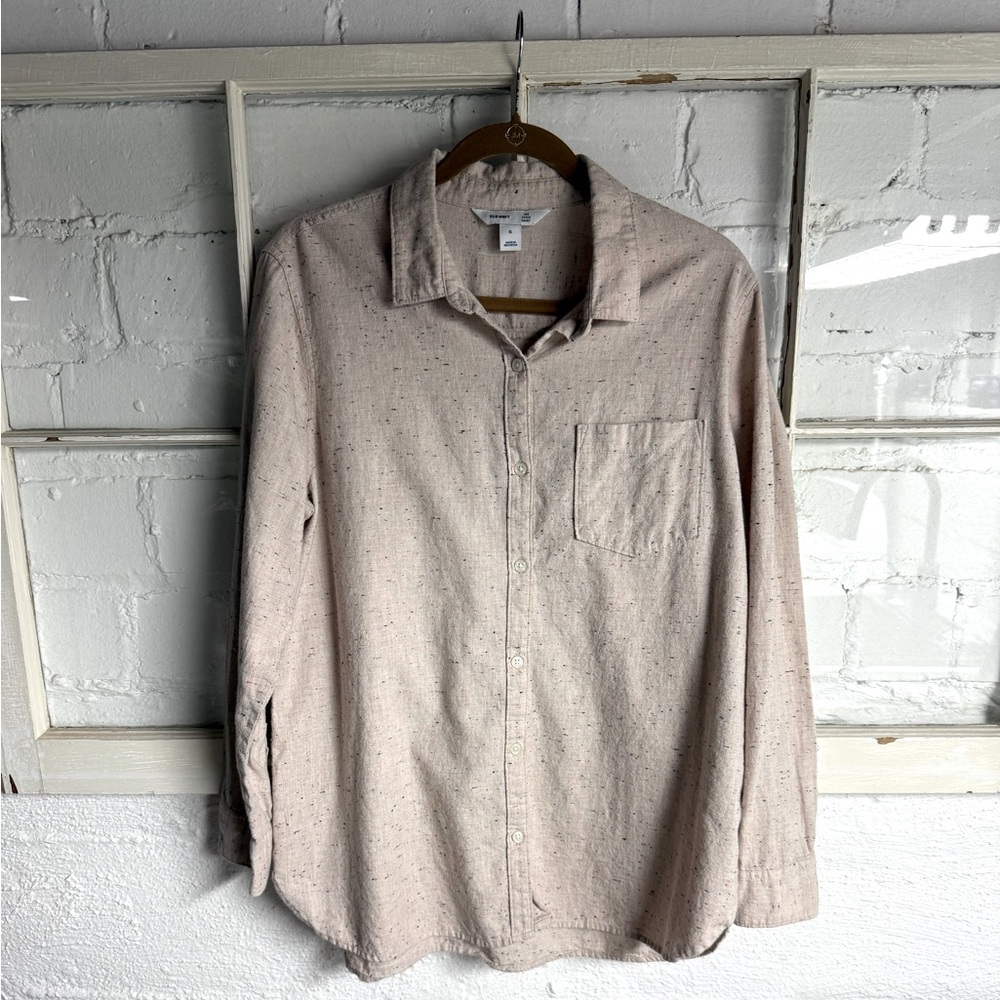 Old Navy | Tan Button Down Long Sleeve Tunic shirt | XL